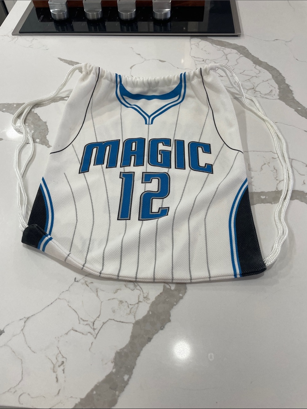 Kids White & Blue 'Magic 12' Drawstring Bag